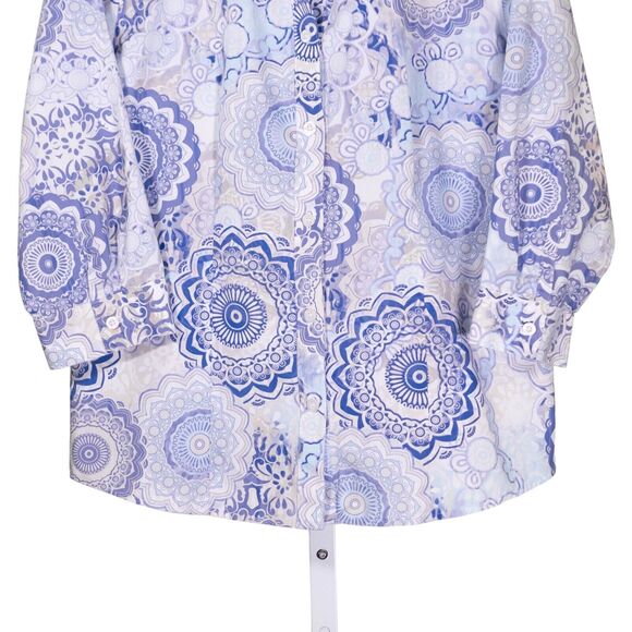 Chico's Women's Shirt Button Up Multicolor Geometric 3/4 Sleeve Blouse Top 1 M/8 - Picture 5 of 7